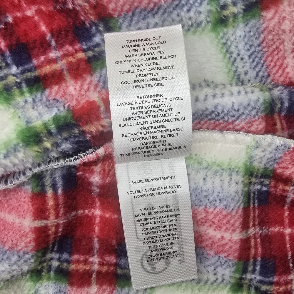 NWT Lauren Ralph Lauren Ivory Plaid Plush Bath Robe Size Small Cozy Warm Lounge